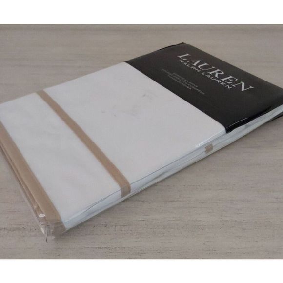 Ralph Lauren SPENCER BORDER SATEEN Cotton 300TC Clay Tan European Pillow Sham - Picture 4 of 9